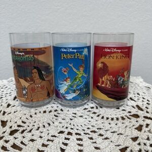 Disney Vintage 90s Burger King Collector Cups Pocahontas, Peter Pan, Lion King